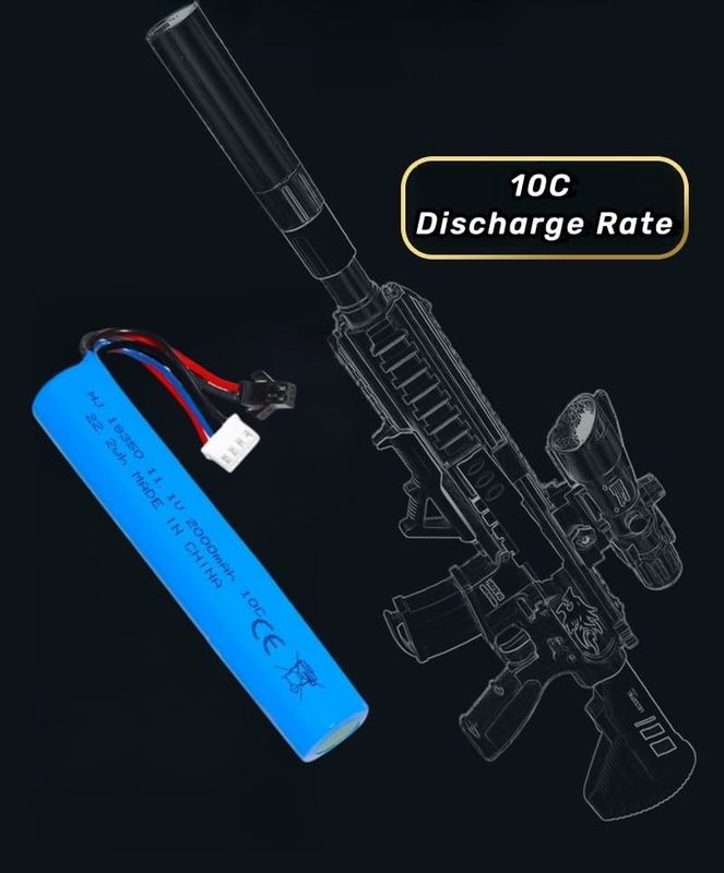3S 11.1V 2000mAh Li-Ion Battery For Electric Water Gel Ball Blaster Toys Pistol